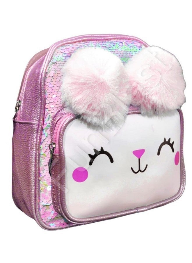FunBlast Cartoon Theme Sequin Backpack for Kids - Sequin Bags for Girls - Small Backpack for Picnic, Outdoor Travel, Korean, Fancy Bags (Pink) - Image 1