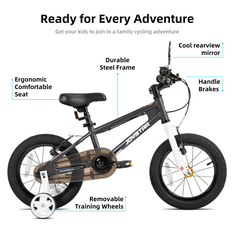JOYSTAR Lomand Kids Bike 14 Inch BMX Style Children Bicycles with Training Wheels for Boys Girls Age 3-5 Years Gray - Image 2