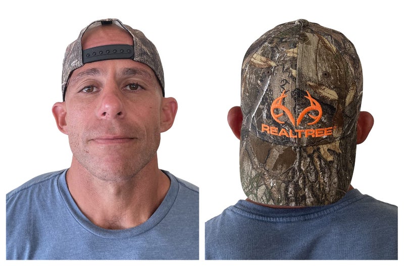 Realtree Edge Blaze Logo Camo Mesh Trucker Cap Hat Snapback Wicking Sweatband Low-Mid Profile Structured Precurved Visor Camouflage Cap Hat - Image 4