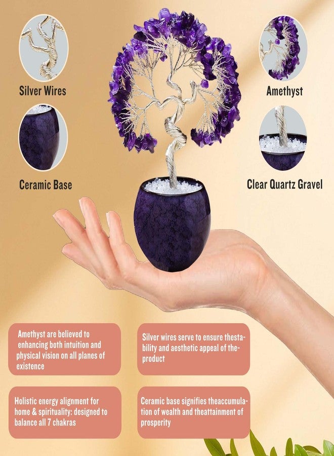 Runyangshi Amethyst Crystal Tree of Life - 7in Chakra Crystal Money Tree with 297 Natural Healing Crystal Gemstone for Feng Shui, Luck, Balancing Energy Home Decor & Spiritual Gift - Image 4