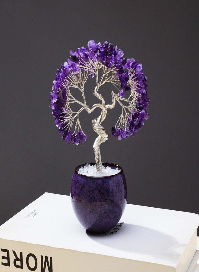 Runyangshi Amethyst Crystal Tree of Life - 7in Chakra Crystal Money Tree with 297 Natural Healing Crystal Gemstone for Feng Shui, Luck, Balancing Energy Home Decor & Spiritual Gift - Image 2