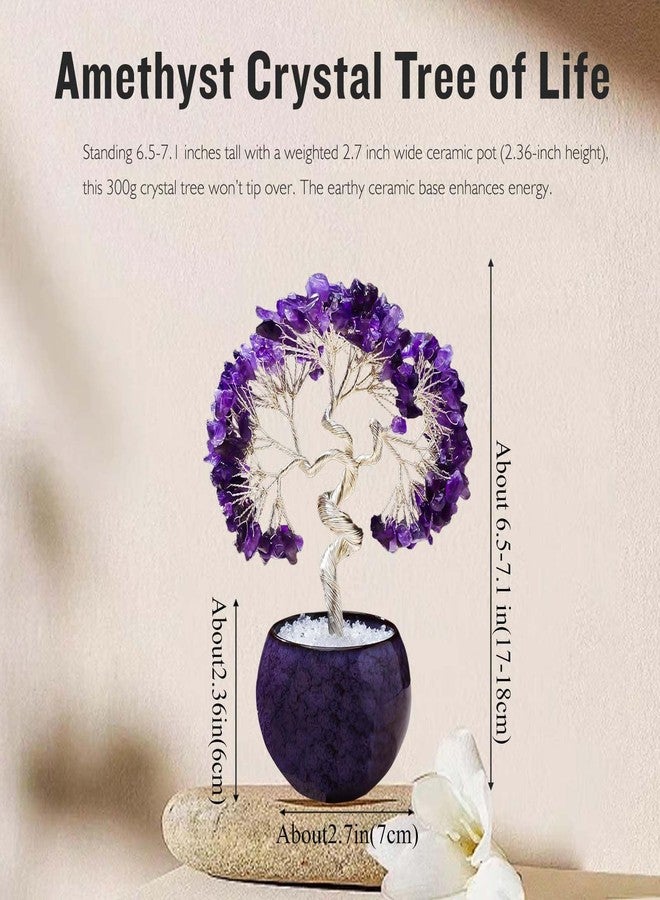 Runyangshi Amethyst Crystal Tree of Life - 7in Chakra Crystal Money Tree with 297 Natural Healing Crystal Gemstone for Feng Shui, Luck, Balancing Energy Home Decor & Spiritual Gift - Image 3