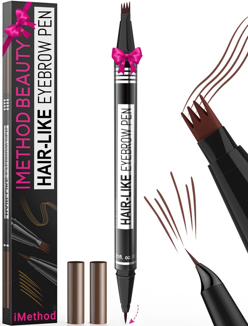 iMethod Microblading Eyebrow Pen Eyebrow Pencil Magical 2in1 DualEnded Eye Brow Pencils for Women with 4ForkTip Precise BrushTip Create Natural HairLike Brows Last AllDay Reddish Brown - Image 2