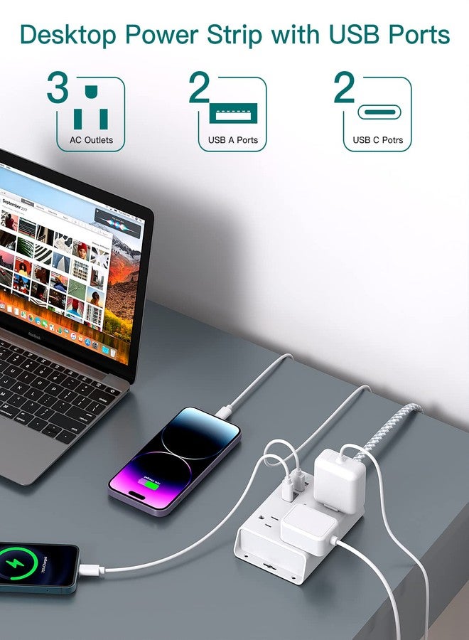 Addtam Travel Flat Plug Power Strip, Addtam Flat Extension Cord with 3 Outlets and 4 USB Ports (2 USB C) Computer Charging Station, Surge Protection - Image 3