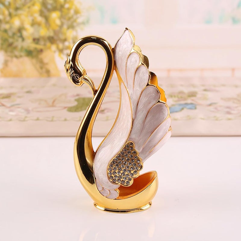 Fdit Spoons, Innovative Swan Base Holder Gold Smoother Coffee Dinnerware Set with Forks Spoons (Golden White Spoons) - Image 5