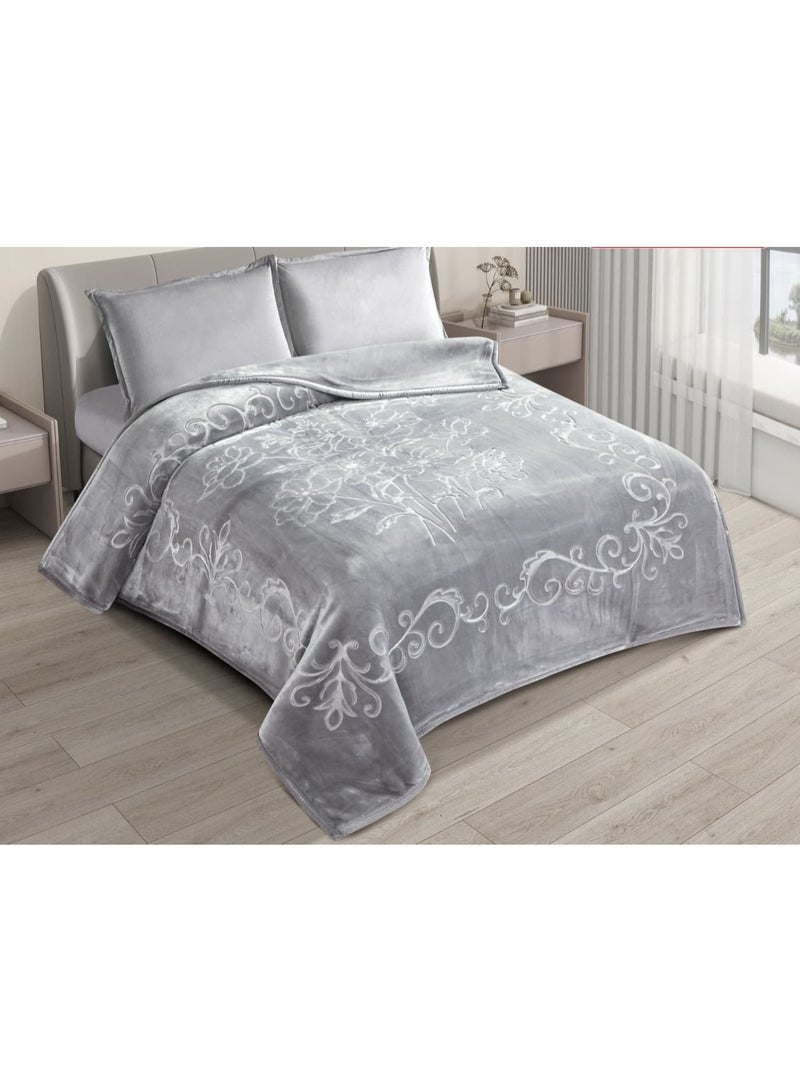 شي ديو ديو بطانية نفرين  طابقين وجهه محفور وجهه ساده بملمس فائق النعومه مقاس كنج 220*240سم - اختر وزن البطانية