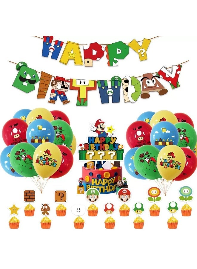 35 PCS New Super Mario Game Theme Children's Party Supplies - Image 1