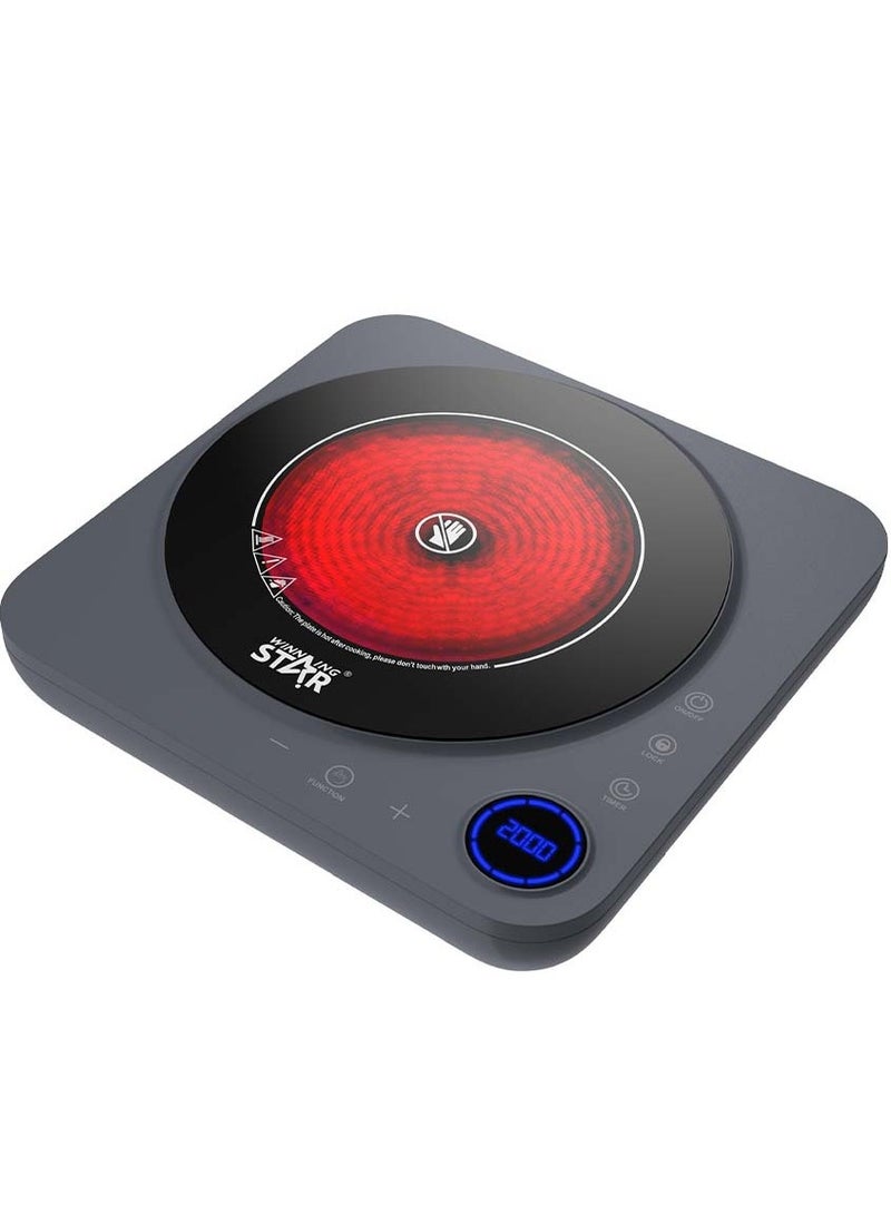 Winning Star Electric Cooktop Burners, 2000W Electric Stove, Countertop Infrared Single Burner, Built-in 7" Ceramic Cooktop, Heating Level, Hot Warning, Over-Temperature Protection - Image 5