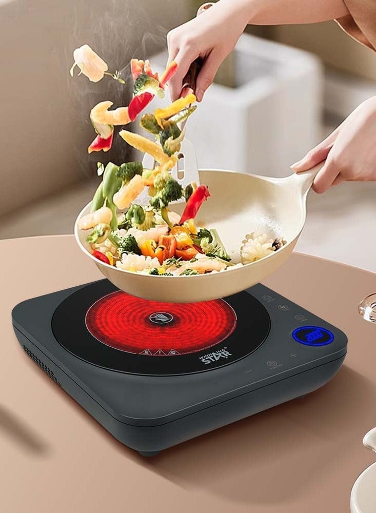 Winning Star Electric Cooktop Burners, 2000W Electric Stove, Countertop Infrared Single Burner, Built-in 7" Ceramic Cooktop, Heating Level, Hot Warning, Over-Temperature Protection - Image 2