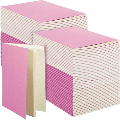 Mimorou دفاتر ميمورو 100 قطعة كرافت 5.5 بوصة × 8.3 بوصة A5 غلاف ناعم بالجملة للكتابة والرسم دفتر ملاحظات مكتبي مع 60 صفحة 30 ورقة (متعدد الألوان، مخطط) (وردي، مخطط) - Image 1