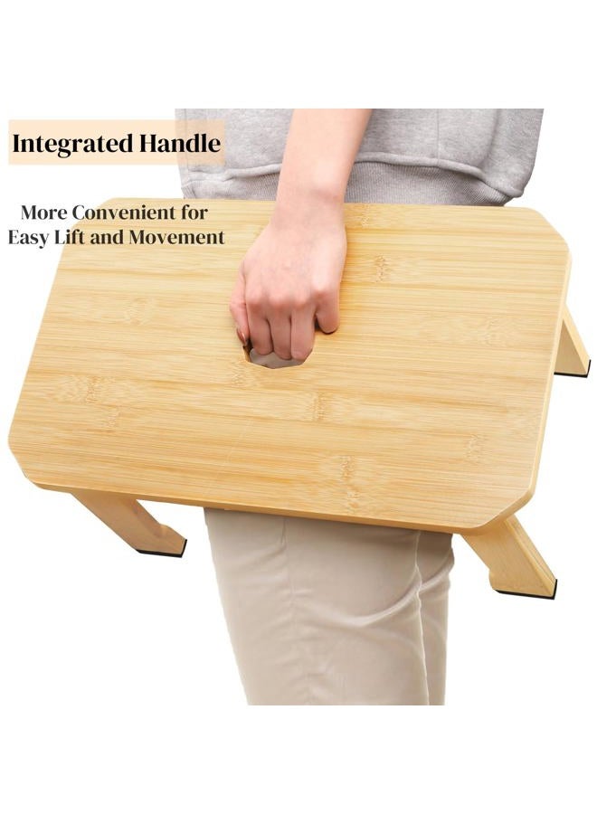 ZAVOOS Wooden Step Stool, Sturdy Bamboo Bedside Step Stool with Non-Slip Feet Pads for Adult, Heavy Duty Small One Step Footstool for Bedroom Kitchen Bathroom, 500 Lbs Load Capacity - Image 4