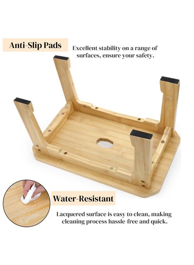 ZAVOOS Wooden Step Stool, Sturdy Bamboo Bedside Step Stool with Non-Slip Feet Pads for Adult, Heavy Duty Small One Step Footstool for Bedroom Kitchen Bathroom, 500 Lbs Load Capacity - Image 3