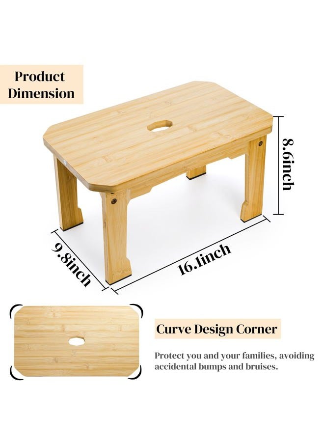 ZAVOOS Wooden Step Stool, Sturdy Bamboo Bedside Step Stool with Non-Slip Feet Pads for Adult, Heavy Duty Small One Step Footstool for Bedroom Kitchen Bathroom, 500 Lbs Load Capacity - Image 2