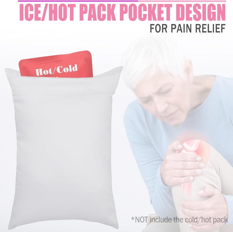 HapiPoppy Knee Pillow Leg Pillows 11" x 7.8" Silky Small Hip Support Pillows Smooth Cooling Between Legs for Side Sleepers Sciatica Joints Pain Relief Machine Washable Post Surgery Cushion Gifts, Satin Ivory - Image 3