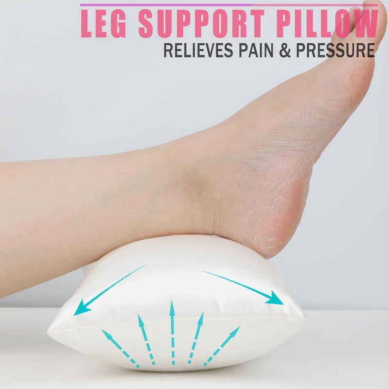 HapiPoppy Knee Pillow Leg Pillows 11" x 7.8" Silky Small Hip Support Pillows Smooth Cooling Between Legs for Side Sleepers Sciatica Joints Pain Relief Machine Washable Post Surgery Cushion Gifts, Satin Ivory - Image 2