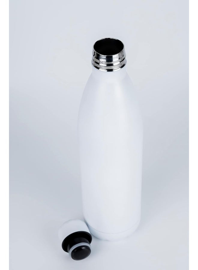Nessan Nessan 500ml Sport Water Bottle Vacuum Insulated Stainless Steel Sport Water Bottle Leak-Proof Double Wall Cola Shape Water Bottle, Keep Drinks Hot & Cold - White  - Image 2