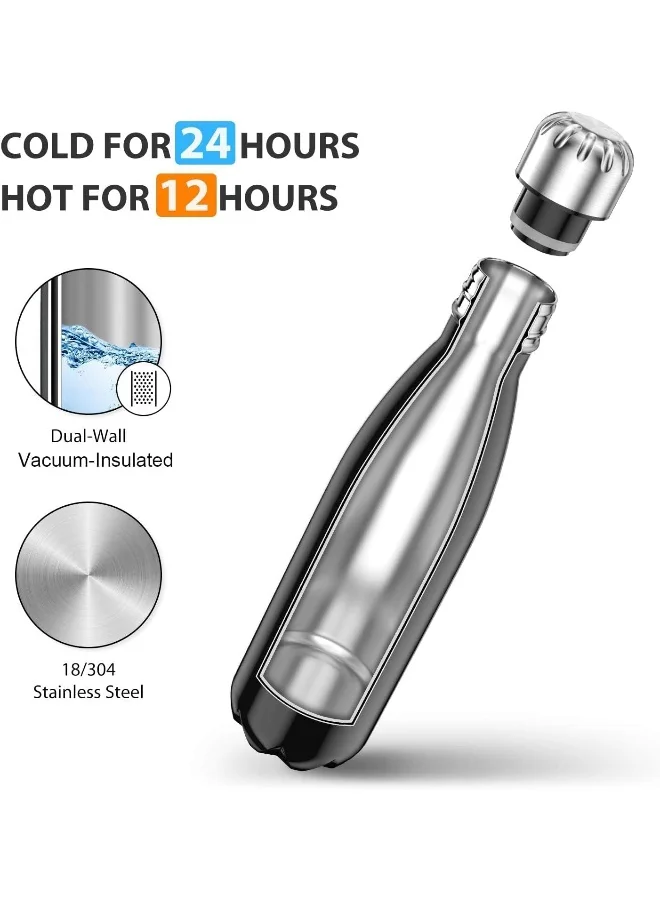 Nessan Nessan 500ml Sport Water Bottle Vacuum Insulated Stainless Steel Sport Water Bottle Leak-Proof Double Wall Cola Shape Water Bottle, Keep Drinks Hot & Cold - White