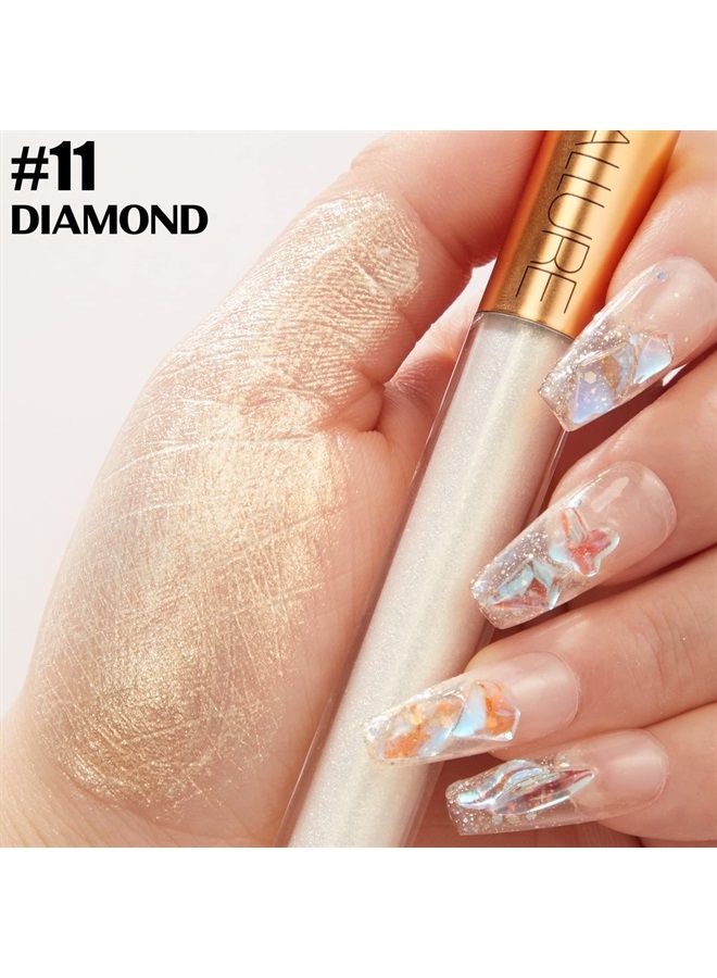 FOCALLURE Metallic Chameleon Liquid Lipstick, Diamond Glitter Lip Gloss, Shimmery Finish, Intense Pigment, Long-Lasting, Nonstick Cup Lip Makeup for Costume, Cosplay, Rave Festival, 11 DIAMOND 