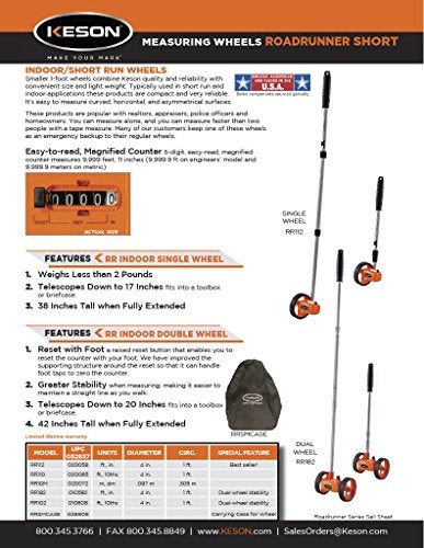 Keson RR182 Measuring Wheel with Dual-Wheels (Graduations: ft. & in.), 4-Inch Diameter - Image 2