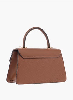 ELLE Monogram Embossed Satchel Bag with Handle and Detachable Strap  - Image 3