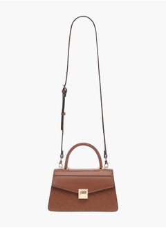 ELLE Monogram Embossed Satchel Bag with Handle and Detachable Strap  - Image 2