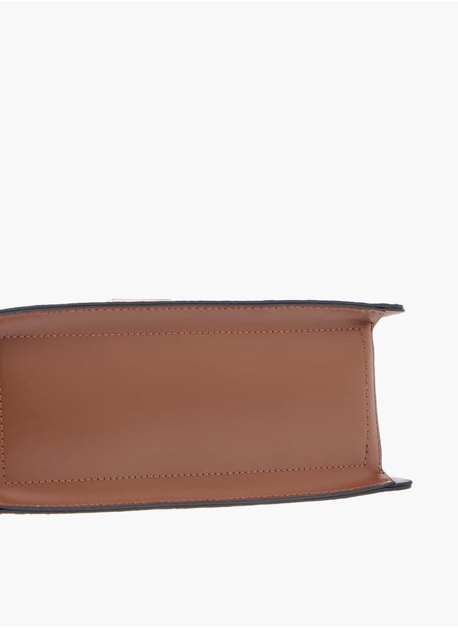 ELLE - Monogram Embossed Satchel Bag with Handle and Detachable Strap - Image 1