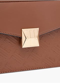 ELLE Monogram Embossed Satchel Bag with Handle and Detachable Strap  - Image 4