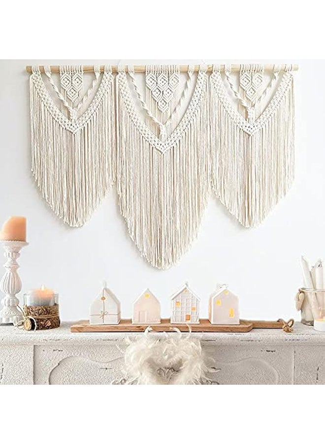 انتيكيانو مكرمية جدارية كبيرة للتعليق على الحائط، ديكور عصري بوهيمي 110x110 سم - Image 1