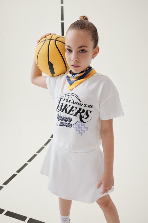تي شيرت NBA لوس أنجلوس ليكرز مرخص بأكمام قصيرة للبنات