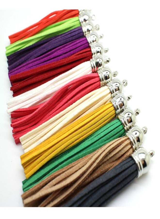 PAMIR TONG 30pcs of Multi-Colors Leather Tassel with Silver Caps Cell Phone Straps/DIY Charms - Image 2