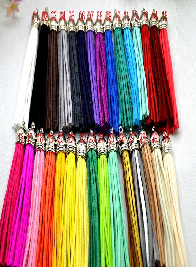 PAMIR TONG 30pcs of Multi-Colors Leather Tassel with Silver Caps Cell Phone Straps/DIY Charms - Image 5