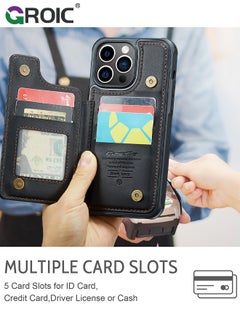 GROIC Black Wallet Phone Case for iPhone 15 Pro Max Case with Card Holder, Leather Phone Cases for iPhone 15 Pro Max Wallet Case, Phone Wallet Case for iPhone 15 Pro Max Cases with Stand  - Image 5