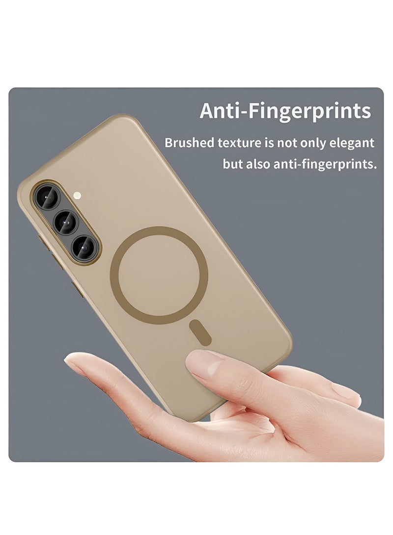 دبليو تيك سامسونج جالاكسي A36 5G 2025 / سامسونج جالاكسي A56 5G 2025 سلسلة Syndee Hybrid شفافة Magsafe مع شحن مغناطيسي شفاه كاميرا مرفوعة غطاء جراب أنيق المظهر - بني - Image 4