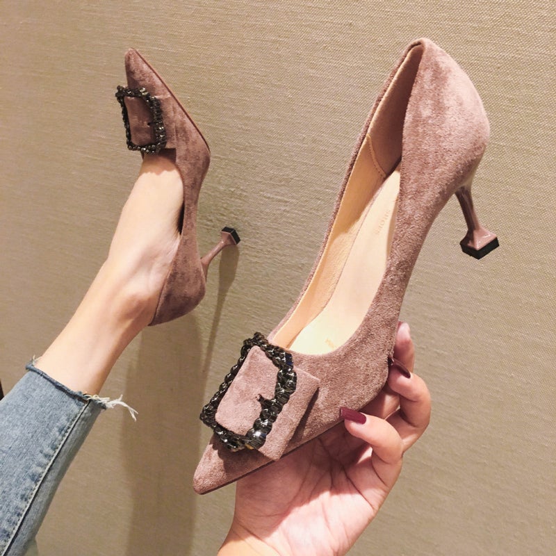 7328-12 Pointed Toe Shoes Women'S 2025 Autumn New Korean Style Small Size Girls High Heels Women'S Stiletto Heels - Image 1