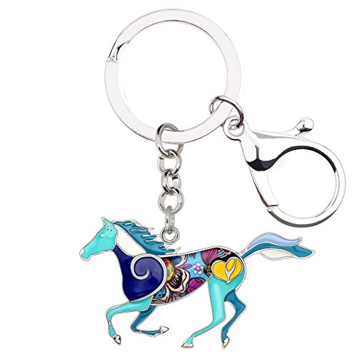 BONSNY Enamel Metal Horse Key chains For Women Girls Gifts Car Purse Animal Pendant Charms (Turquoise) - Image 1