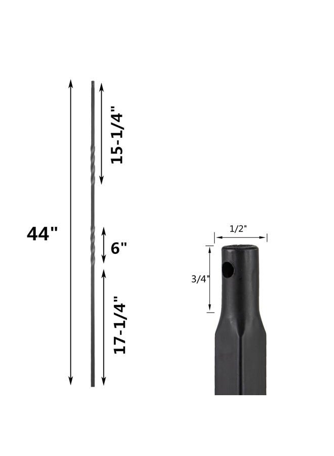 Senmit S09 - Wrought Iron Balusters – Set of 10 Deck Balusters - Decorative Metal Balusters for Decks – Spiral Stair Railing - 1/2-inch Hollow Double Iron Twist – Satin Black Metal Railing – Powder Coated - Image 2