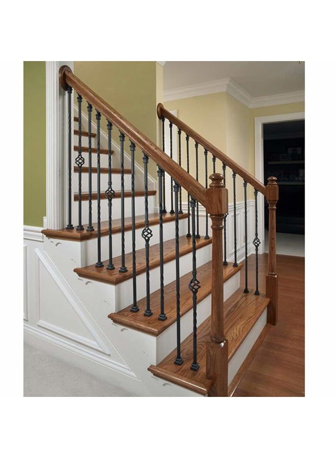 Senmit S09 - Wrought Iron Balusters – Set of 10 Deck Balusters - Decorative Metal Balusters for Decks – Spiral Stair Railing - 1/2-inch Hollow Double Iron Twist – Satin Black Metal Railing – Powder Coated - Image 3