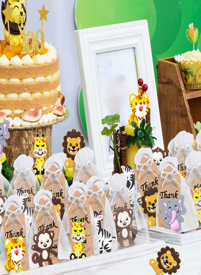 CiciBear 48 Pack Wild Animal Party Return Favors with Lion, Monkey, Giraffe, Zebra, Elephant and Tiger Keychains for Jungle Safari Wild Woodland Baby Shower, Birthday, School Carnival Rewards - Image 3