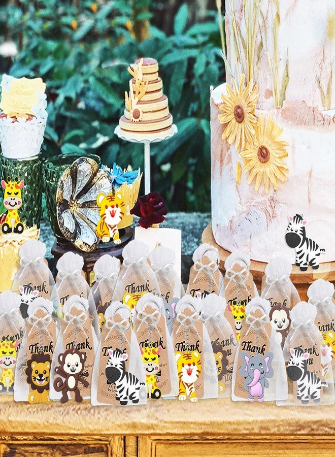 CiciBear 48 Pack Wild Animal Party Return Favors with Lion, Monkey, Giraffe, Zebra, Elephant and Tiger Keychains for Jungle Safari Wild Woodland Baby Shower, Birthday, School Carnival Rewards - Image 4