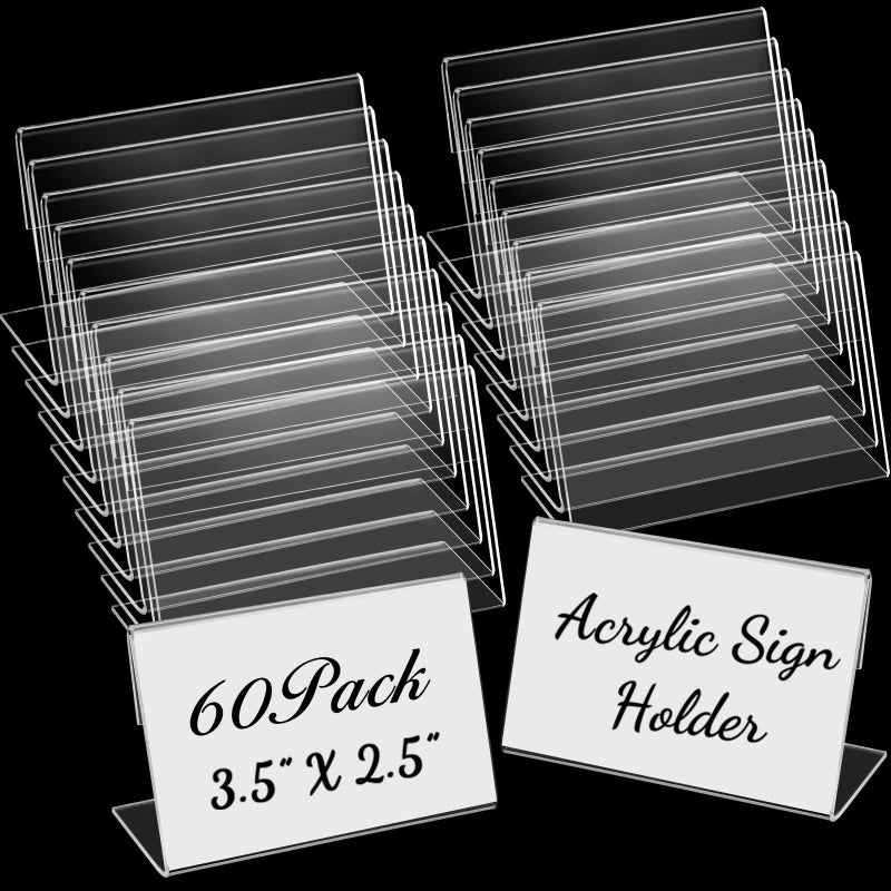 Vicenpal 35 x 25 Inches Acrylic Sign Holder Slant Back Sign Holders Clear Picture Frame Acrylic Stands L Shaped Display Stand for Office Store Restaurant Horizontal 20 Pcs
