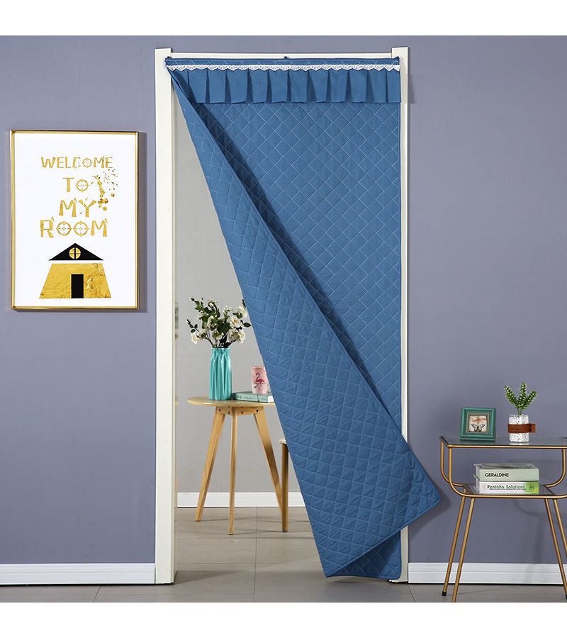 Gray 35x78 Inch Winter Door Curtain Thickened Polyester Windproof Warm Drill Free Partition - Image 3