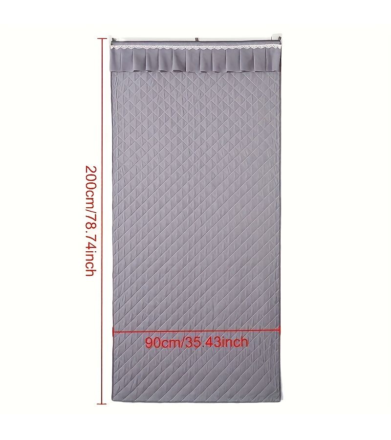 Gray 35x78 Inch Winter Door Curtain Thickened Polyester Windproof Warm Drill Free Partition - Image 2