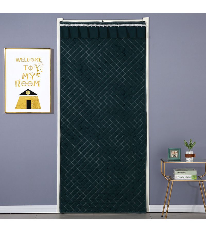 Gray 35x78 Inch Winter Door Curtain Thickened Polyester Windproof Warm Drill Free Partition - Image 4