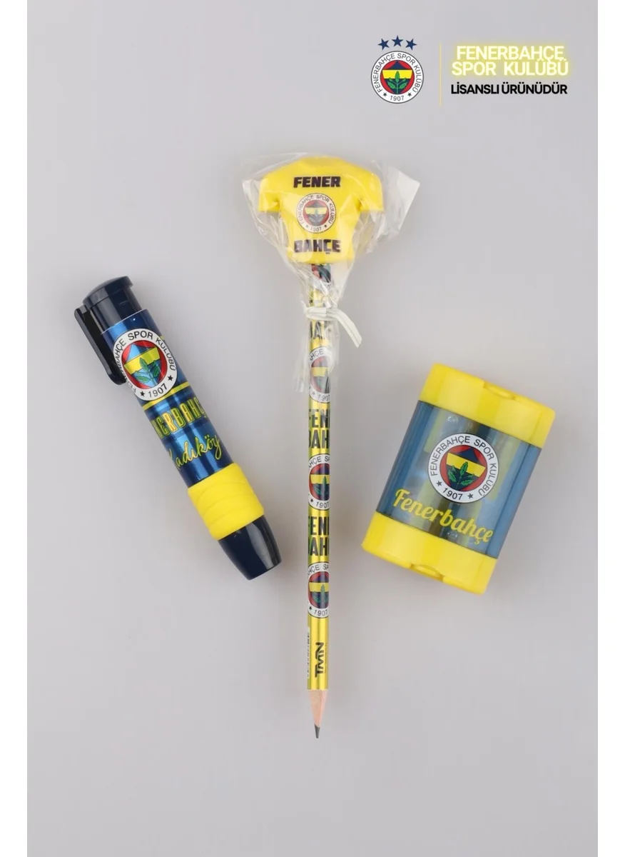 Fenerbahçe LICENSED 2-PACK PENCILS, JUMBO ERASER AND PEN Sharpener STATIONERY SET