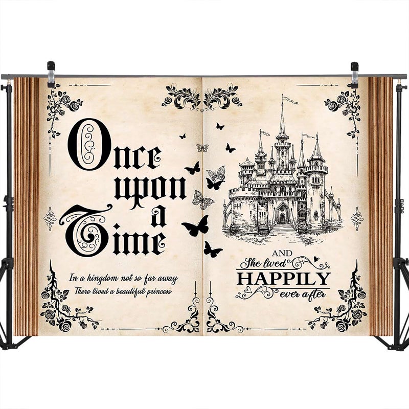 Mocsicka Once Upon a Time Backdrop 7x5ft - Fairy Tale Book Castle Princess Fairytale Wedding Birthday Party Decorations, Magic Book Background Banner Props - Image 5