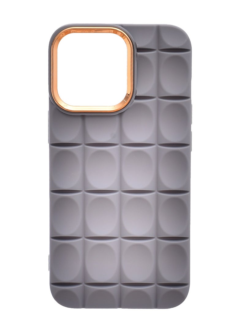 Silicone Back Phone Protection Cover With Ribbed Design And Safety Edges For Iphone 13 Pro - Gray Gold  - Image 1