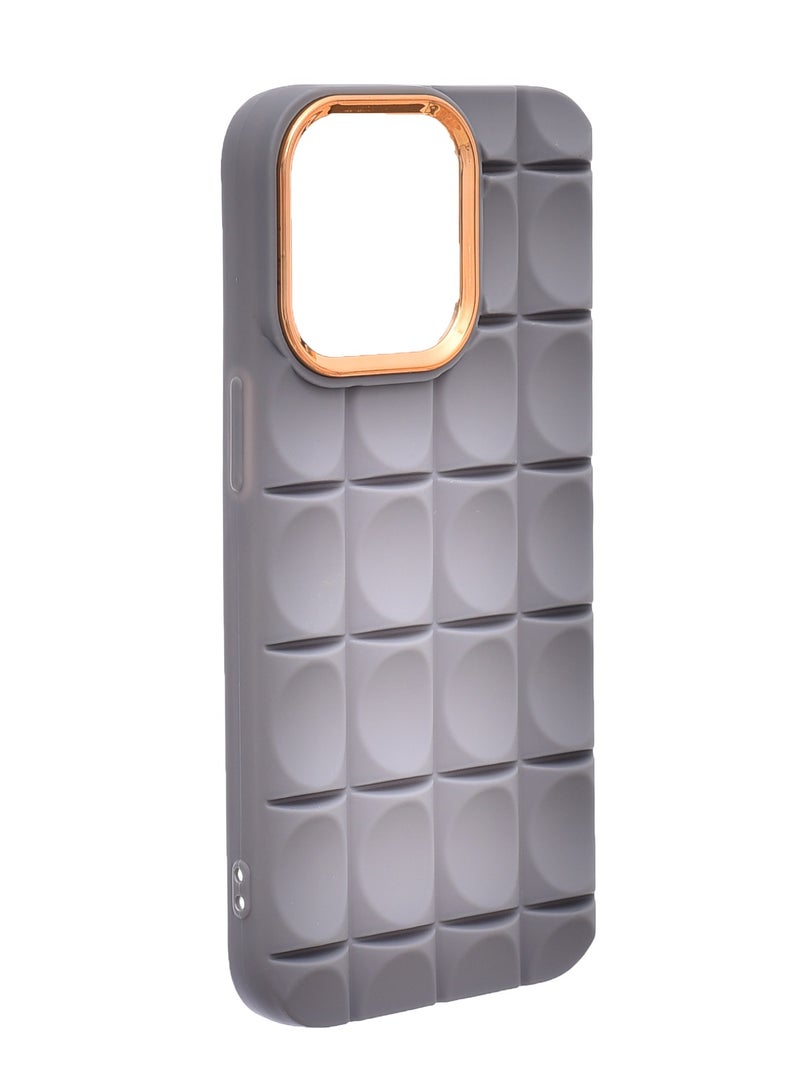Silicone Back Phone Protection Cover With Ribbed Design And Safety Edges For Iphone 13 Pro - Gray Gold  - Image 2