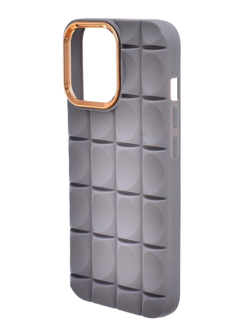 Silicone Back Phone Protection Cover With Ribbed Design And Safety Edges For Iphone 13 Pro - Gray Gold  - Image 3