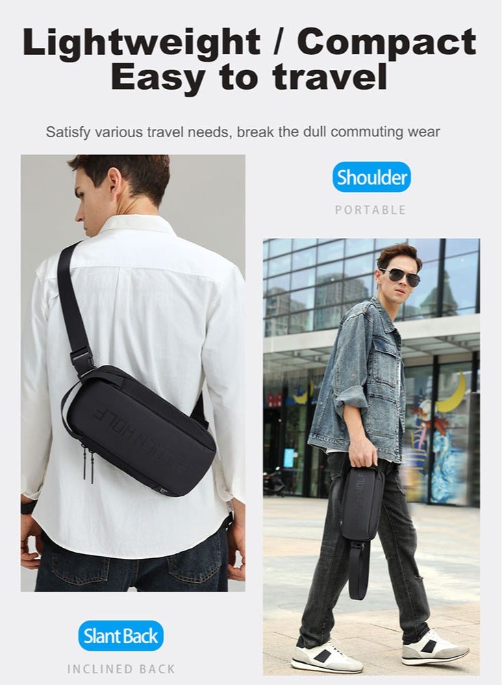 Golden Wolf Lightweight Crossbody One Shoulder Sling Bag, Work Office Phone Wallet Pouch for Men, Black - Image 2