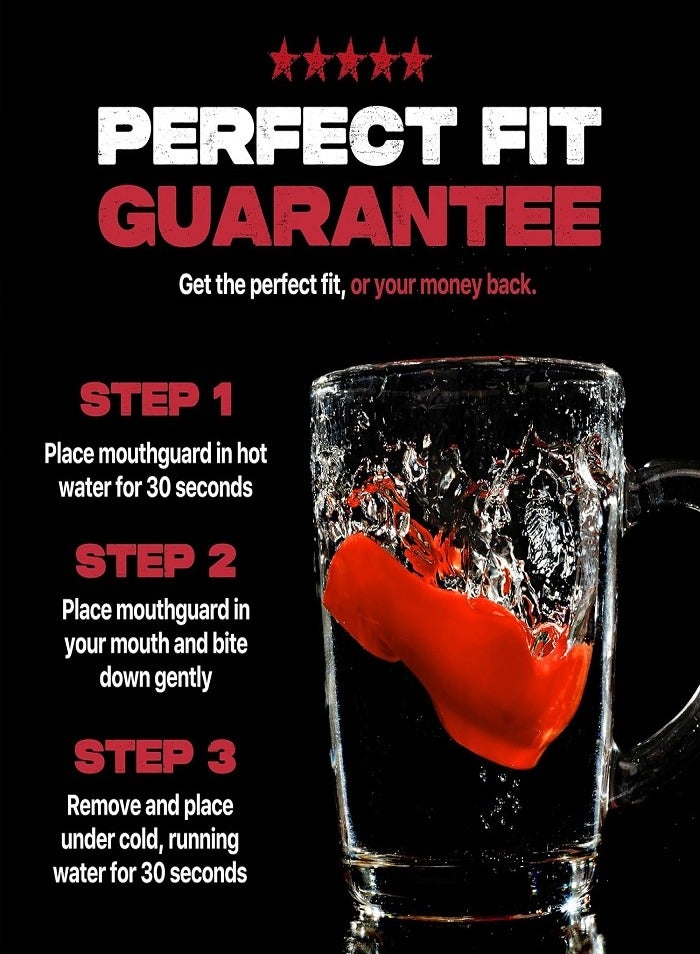 SafeJawz Mouthguard for Braces, One Size Re-Mouldable Mouth Guard with Case for Boxing, Basketball, Football, MMA, Lacrosse, Hockey and All Contact Sports (Red) - Image 4